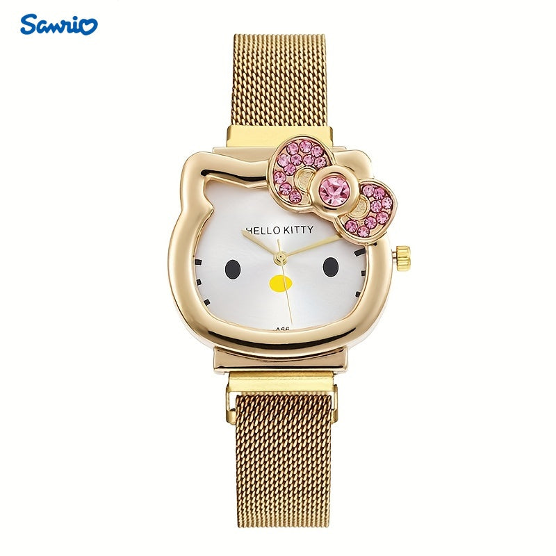 Autorisierte Sanrio-Cartoon-Armbanduhr mit Hello Kitty-Motiv und verstellbarem Armband, süßes Geschenk zum Geburtstag, zu Weihnachten und Thanksgiving