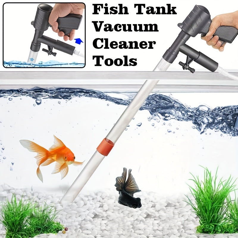 1 Stück Kiessauger für Aquarien, Kiessauger für Aquarien mit Luftdruckknopf, Glasschaber, einstellbarem Wasserdurchflussregler zum Reinigen von Aquarien und zum Wasserwechseln