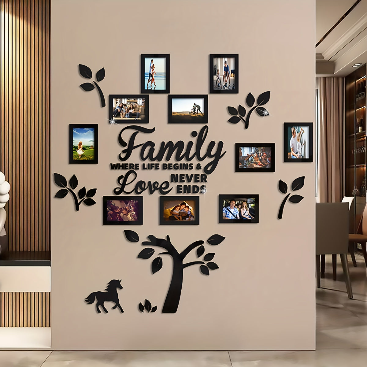 3D Acrylic DIY Photo Collage Wall Decor – "Family Where Life Begins & Love Never Ends"