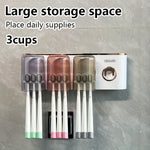 Keep Your Bathroom Neat: Wall Mounted Toothbrush Holder with Cup | Bathroom Accessories | - Shoppix