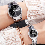 Couples Dial Cutting Quartz Watch Set | Couple Watches | - Shoppix