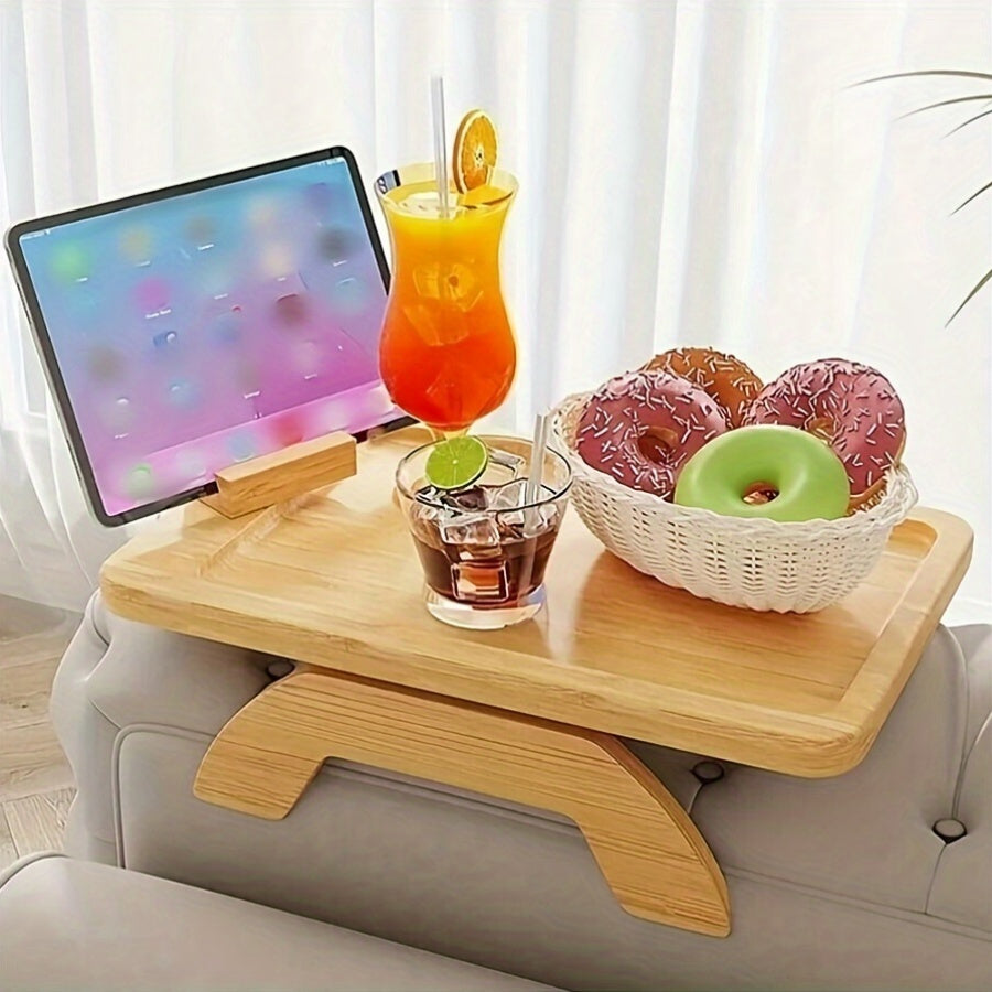 Andralyn Classic Wooden Sofa Armrest Tray - Non-Slip Couch Arm Table for Snacks, Drinks & Tablets, Eco-Friendly Wood