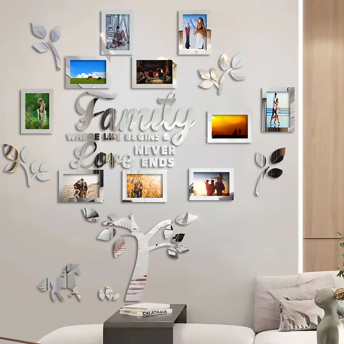 3D Acrylic DIY Photo Collage Wall Decor – "Family Where Life Begins & Love Never Ends"