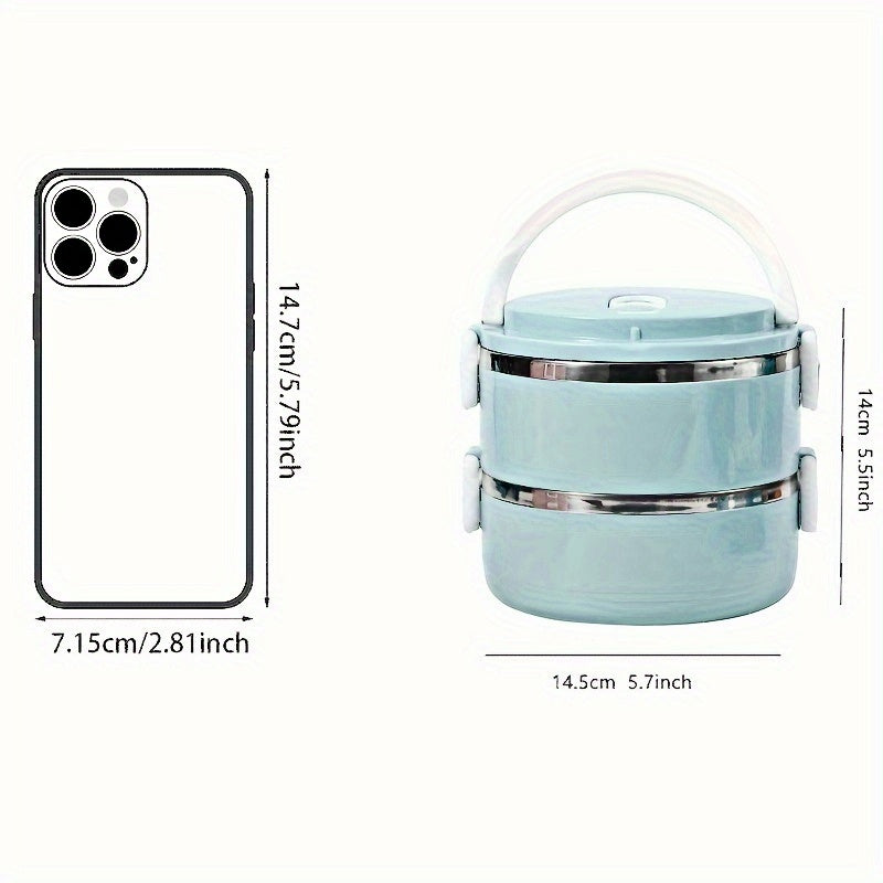 Portable and Versatile: Double-Layer Stainless Steel Bento Lunch Box | Storage Organization | - Shoppix