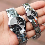 Couples Dial Cutting Quartz Watch Set | Couple Watches | - Shoppix