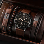 Sporty Elegance: Men's 4-Piece Casual Nylon Watch Set | Men Watches And Bracelets | - Shoppix