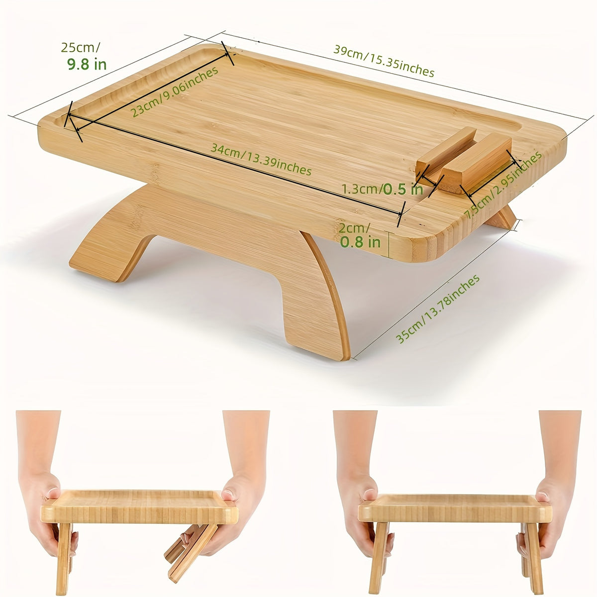 Bamboo Folding Lap Desk Tray - Non-Slip Surface, Multipurpose Laptop Table with Legs, Retro Style Wooden Sofa Stand, Portable Workstation for Home & Office