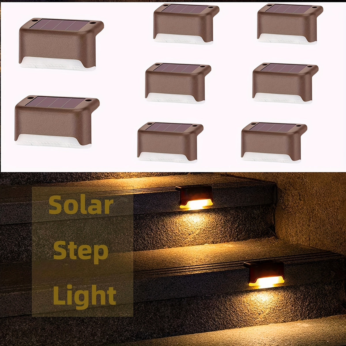 8/12 Packs Solar Step Lights - Automatic On/Off LED Sconce Lights for Fences, Stairs, Decks, and Pathways