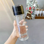 Stay Refreshed Anywhere: 17oz Double Wall Glass Water Bottle with Tea Strainer | Drinkware | - Shoppix