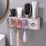 Keep Your Bathroom Neat: Wall Mounted Toothbrush Holder with Cup | Bathroom Accessories | - Shoppix