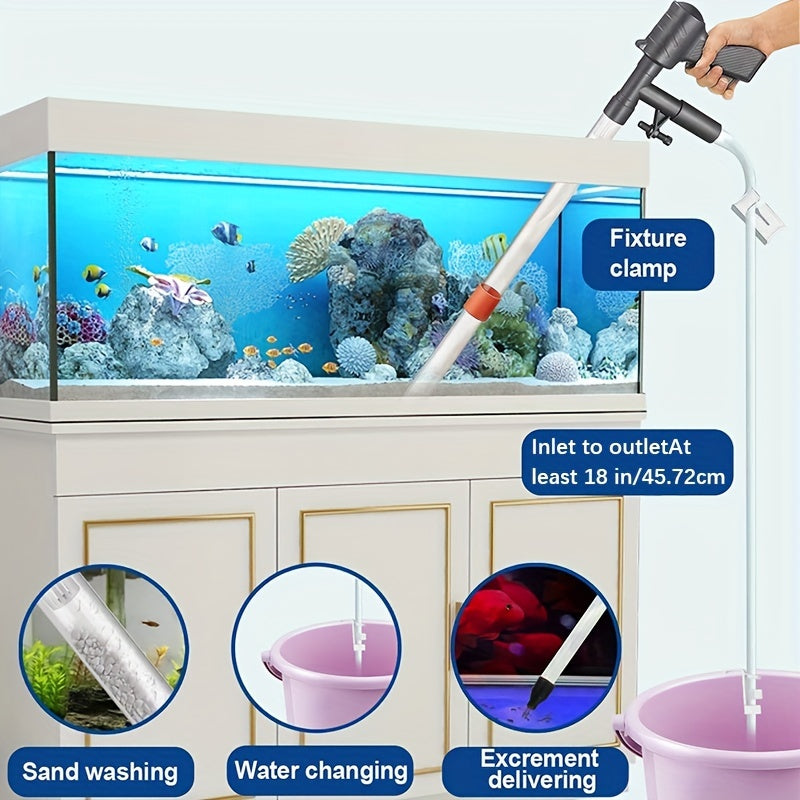 1 Stück Kiessauger für Aquarien, Kiessauger für Aquarien mit Luftdruckknopf, Glasschaber, einstellbarem Wasserdurchflussregler zum Reinigen von Aquarien und zum Wasserwechseln