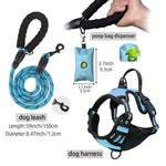 3pcs Escape-Proof Dog Harness Set with Leash and Poop Bag Dispenser - Perfect for Medium and Large Dogs Walking, Adjustable and Soft
