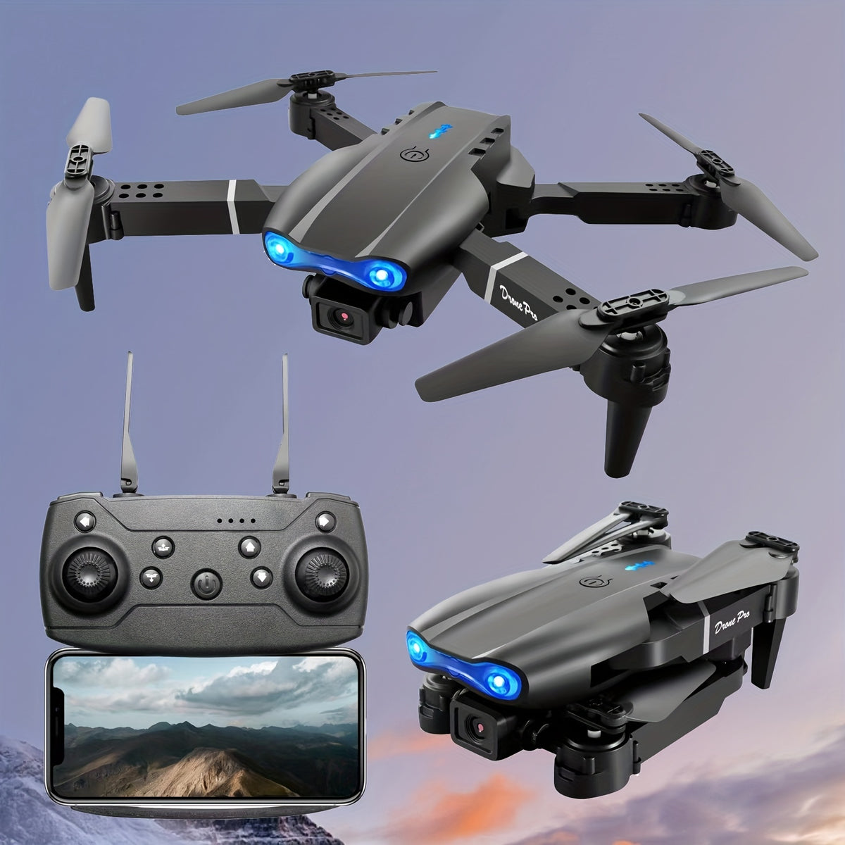 Drone RC professionnel à double caméra E99 K3, double pliage avec télécommande de maintien de la hauteur, cadeau de vacances pour une utilisation intérieure et extérieure