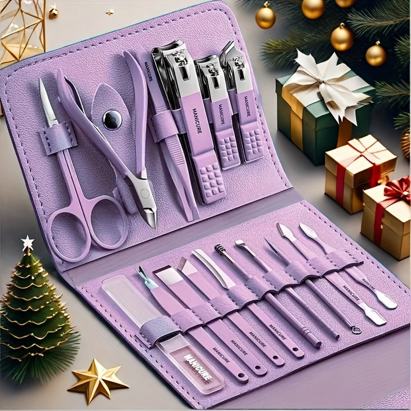 16-Piece Premium Stainless Steel Manicure & Pedicure Kit – Professional Grooming Set for Nails & Beauty Care