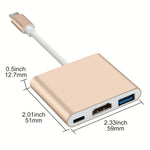 Améliorez votre connectivité avec l'adaptateur de charge USB 3.1 3 en 1 Type-C vers HDMI 4K compatible ! 