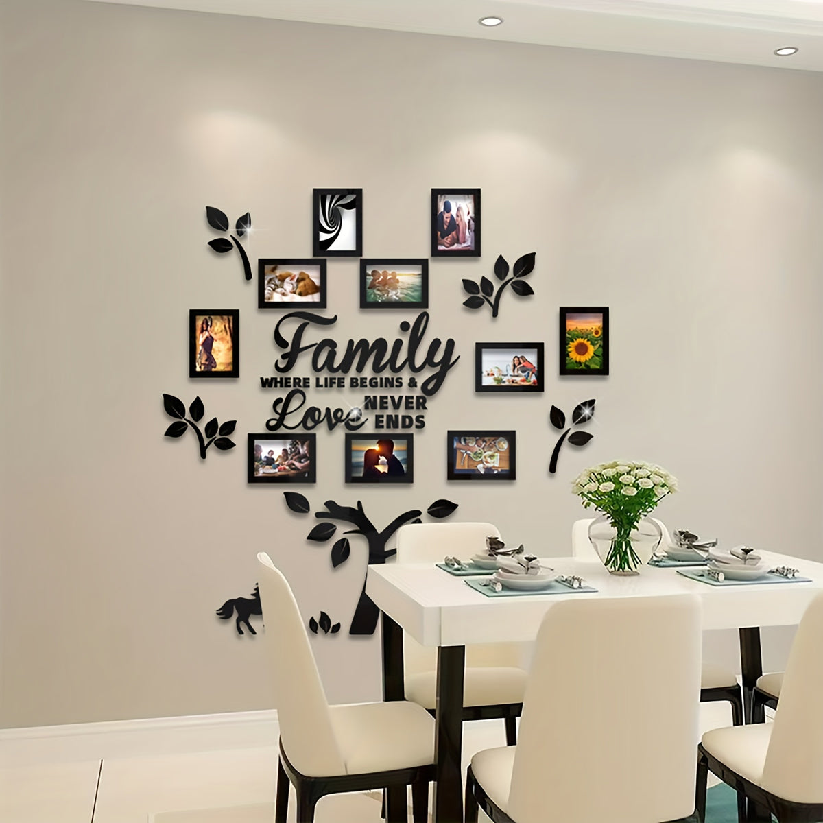 3D Acrylic DIY Photo Collage Wall Decor – "Family Where Life Begins & Love Never Ends"