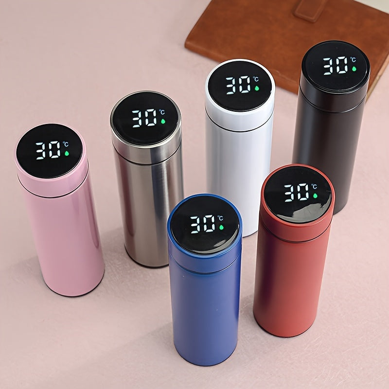 Stay Refreshed Anywhere: Stainless Steel Vacuum Flask with Temperature Display | Drinkware | - Shoppix