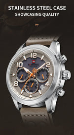 NAVIFORCE Luxury Watches for Men Eco-Drive Movement Casual Genuine Leather Strap 5ATM Waterproof Luminous Wristwatches Gift 2025