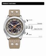 NAVIFORCE Luxury Watches for Men Eco-Drive Movement Casual Genuine Leather Strap 5ATM Waterproof Luminous Wristwatches Gift 2025