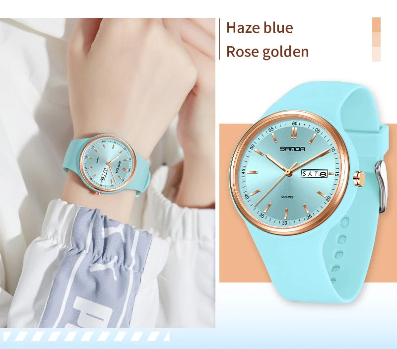 Fashion Calendar High Guality Women's Quartz Watch Silicone strap Ladies Watches Simple Elegant Watch For Woman Lady Reloj Mujer