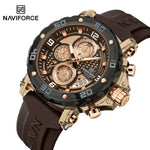 NAVIFORCE for Men Silicone Strap Luxury Fashion Quartz Watches Wrist watch Sports Chronograph 5TM Waterproof Male Watches GIfts