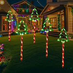 Solar-Powered 5-in-1 Christmas Tree Lawn Lights - Easy Install Outdoor Garden & Patio Decor