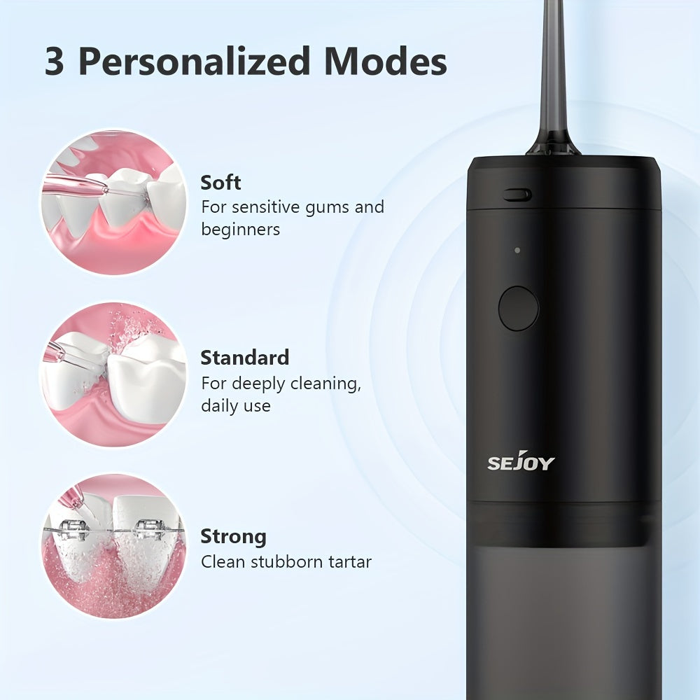 Water dental flosser, Strong cleaning, fast charging, Rechargeable Cordless, 140ml, 3modes, essential for family travel