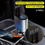 Car Charger 4 In 1 With Dual Retractable Cable Dual Port & Voltage Display | Car Accessories | - Shoppix