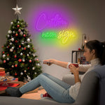 Customizable 20-22 Inch Double Row LED Neon Sign - USB Powered with Dimmer Switch, Wall-Mounted Acrylic & Plastic Decorative Light