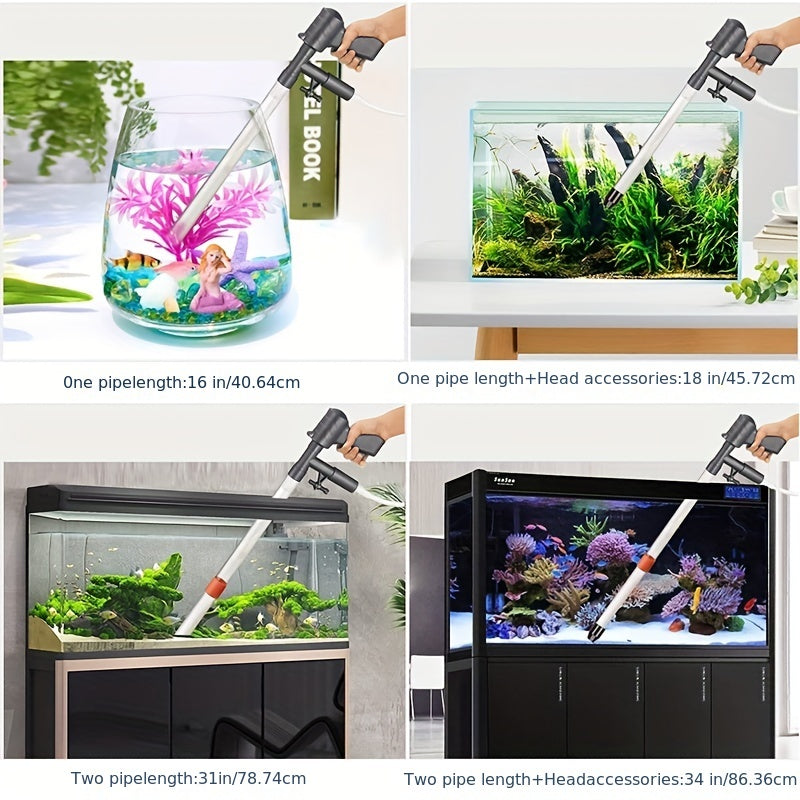 1 Stück Kiessauger für Aquarien, Kiessauger für Aquarien mit Luftdruckknopf, Glasschaber, einstellbarem Wasserdurchflussregler zum Reinigen von Aquarien und zum Wasserwechseln