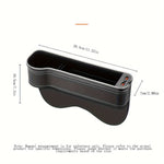 Car Seat Gap Organizer with LED Ambient Lighting - PU Leather Console Side Pocket with Dual USB Charging Ports, Universal Fit Storage Box for Vehicle