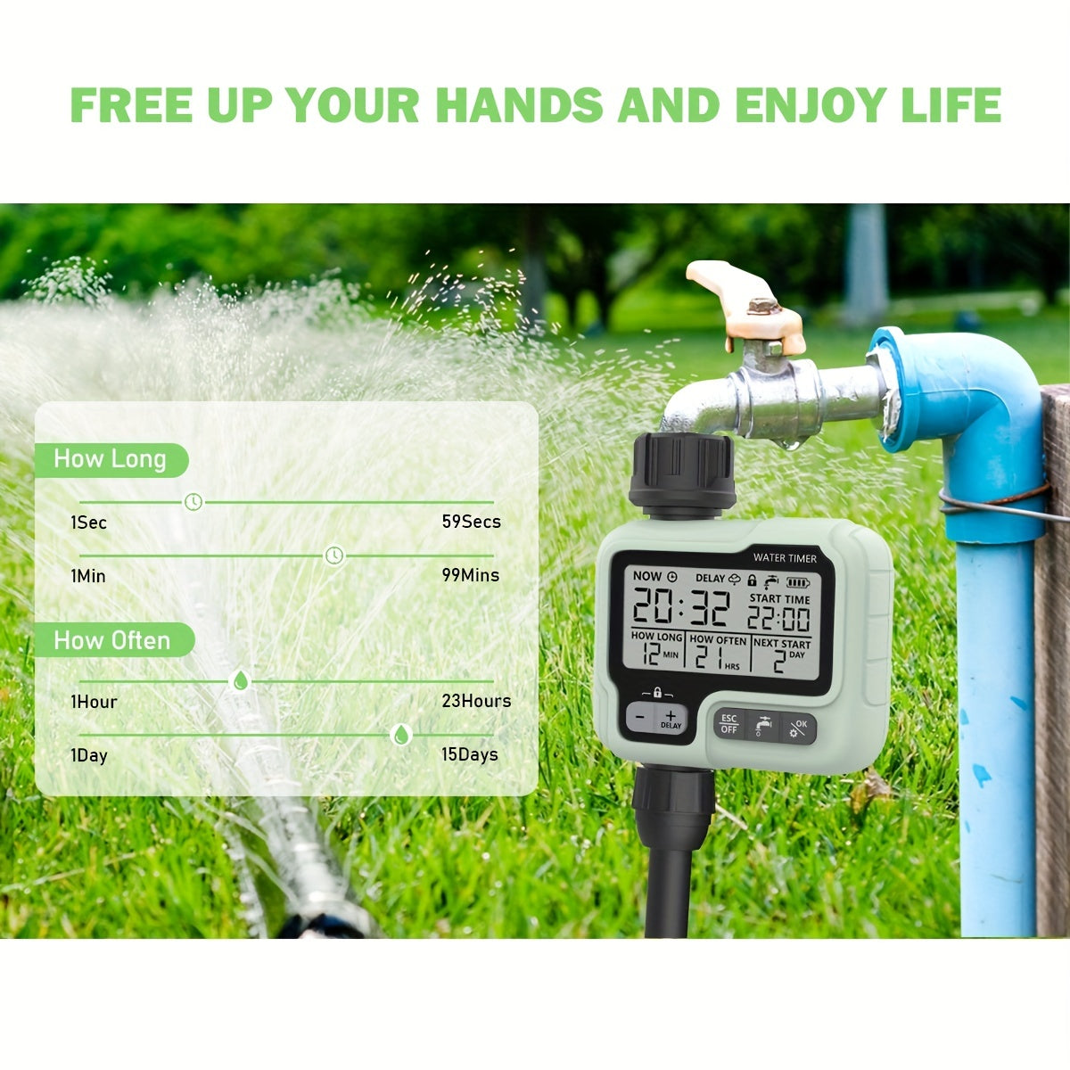 Effortless Garden Watering with HCT-322 Automatic Water Timer | Gardening Equipment | - Shoppix