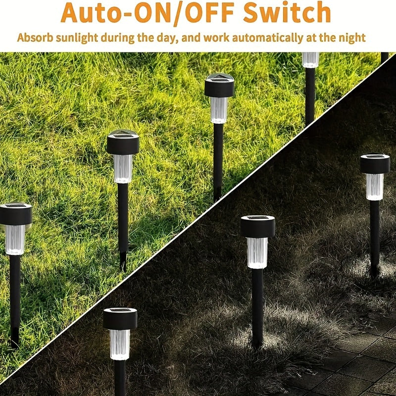 10pcs Solar Pathway Lights Kit - Energy-Efficient, Wireless, Semi-Embedded Design for Patio, Lawn, Garden, and Driveway