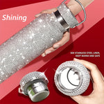 Elegance in Every Sip: Sparkling Studded Vacuum Flask with Chain | Drinkware| - Shoppix