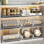 Heavy Duty Slide-Out Pantry Shelves – Metal Dish Multipurpose Drying Storage Racks, Expandable Kitchen Organization