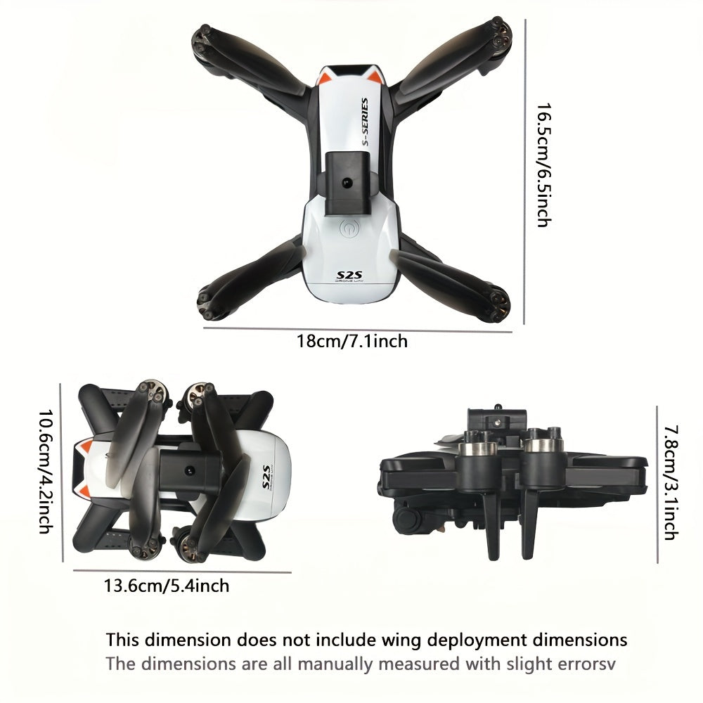 Hochauflösende Drohne mit langer Ausdauer, S2S WiFi FPV, doppelt faltbarer RC-Quadcopter mit Höhenhalter, Fernbedienung für Anfänger, erschwingliches Geschenk für drinnen und draußen