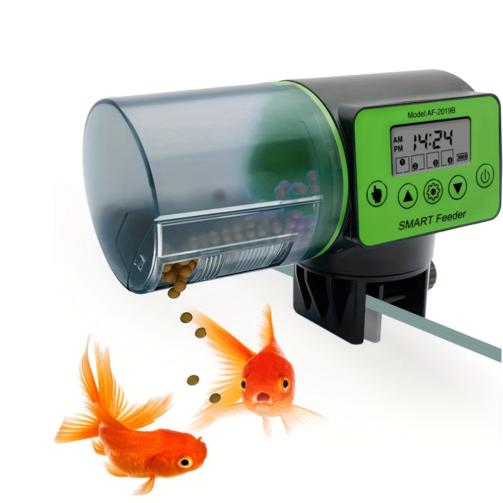 Einstellbarer, intelligenter automatischer Fischfutterspender, automatischer Futterspender für Aquarien mit LCD-Anzeige, Timer für Aquariumzubehör-Futterspender