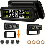 Solar-Powered Tire Pressure Monitoring System (TPMS) with Wireless External Sensor Kit | Car Accessories | - Shoppix
