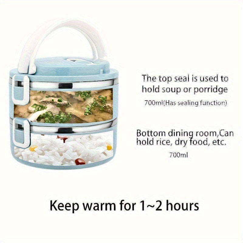 Portable and Versatile: Double-Layer Stainless Steel Bento Lunch Box | Storage Organization | - Shoppix