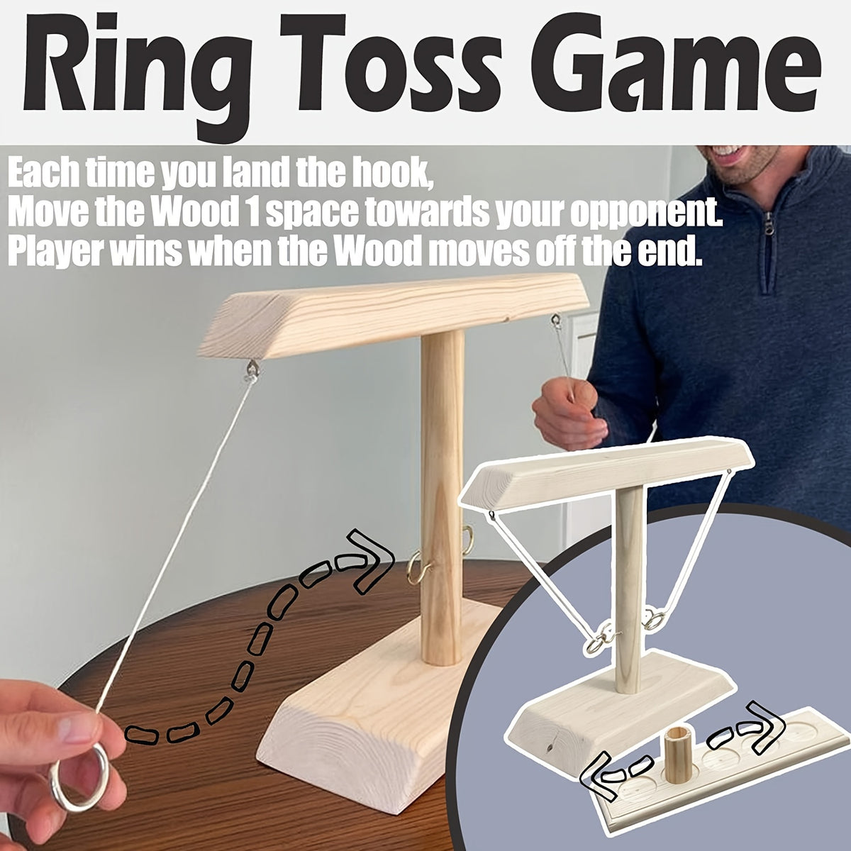 Ultimate Wooden Ring Toss Game - Fun Party Game for Indoor/Outdoor, Perfect for Halloween, Christmas, Thanksgiving, & More