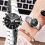 Couples Dial Cutting Quartz Watch Set | Couple Watches | - Shoppix
