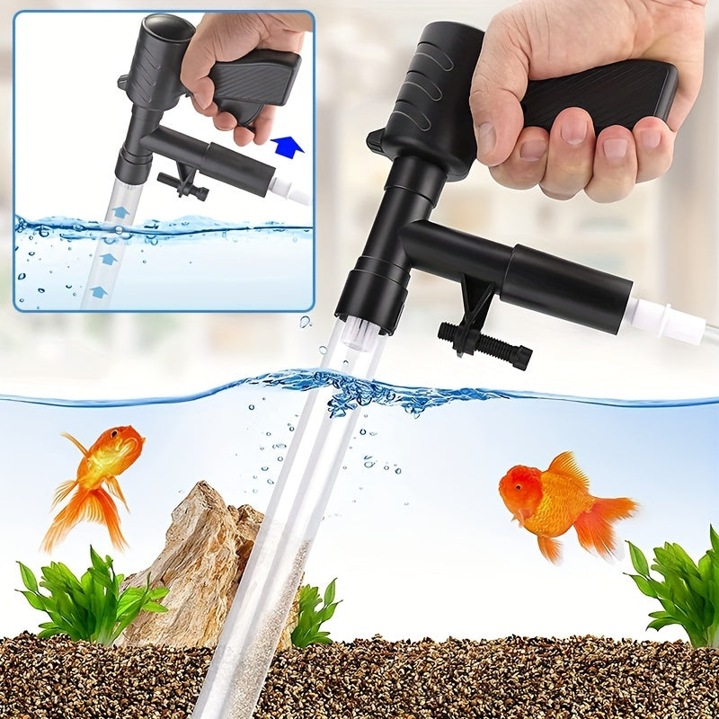 1 Stück Kiessauger für Aquarien, Kiessauger für Aquarien mit Luftdruckknopf, Glasschaber, einstellbarem Wasserdurchflussregler zum Reinigen von Aquarien und zum Wasserwechseln