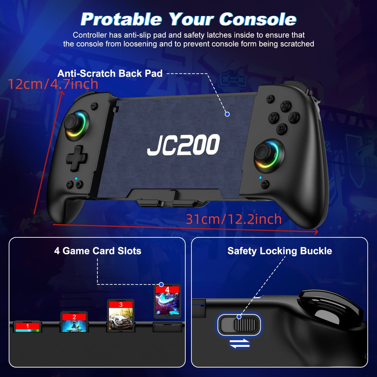 Für Switch/Switch OLED, All-In-One-Gamepad-Controller-Ersatz für Switch-Controller, Switch-Controller-Fernbedienung mit einstellbarem TURBO, mit RGB-Lichteffekten 